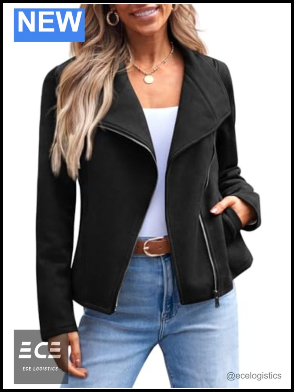 Faux Suede Moto Jacket Lightweight Fall Car Coat
